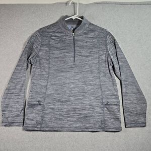 IBKUL Golf Sweater 1/4 Zip Pullover Womens Sz L Heather  Gray Long Sleeve UPF 50
